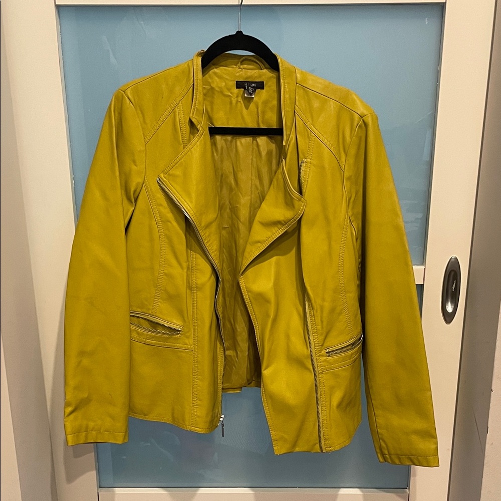 Alfani Mustard Yellow Pleather Jacket, GUC, L